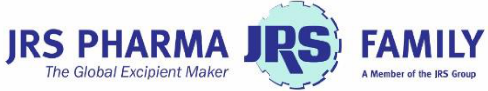 A rectangular figure with a white background featuring three lines of text: 'JRS PHARMA The Global Excipient Maker', 'JPS', and 'FAMILY A Member of the JRS Group', enclosed within a polygonal bounding area on page 1 of the document.
